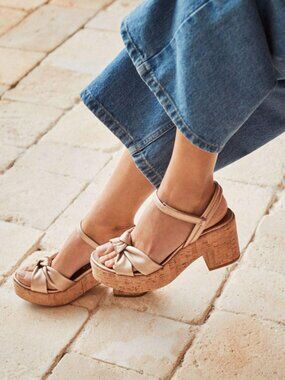 New Pedro Garcia Dala Platform Sandal Rose Gold Sz 38.5